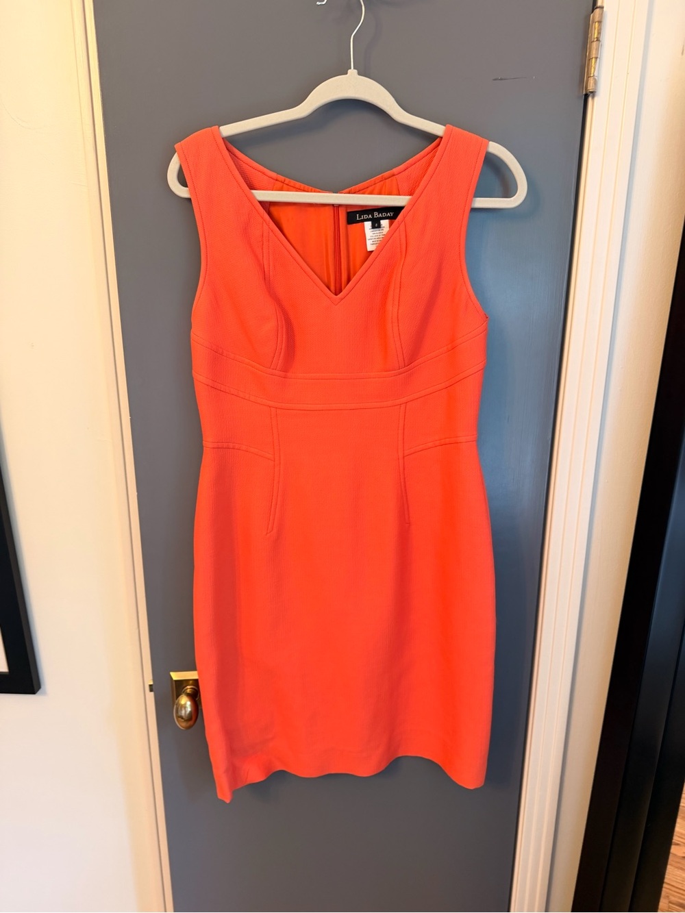 Lida Baday Coral V-Neck Mini Dress